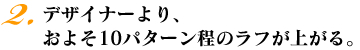 2.デザイナーより、およそ10パターン程のラフが上がる。